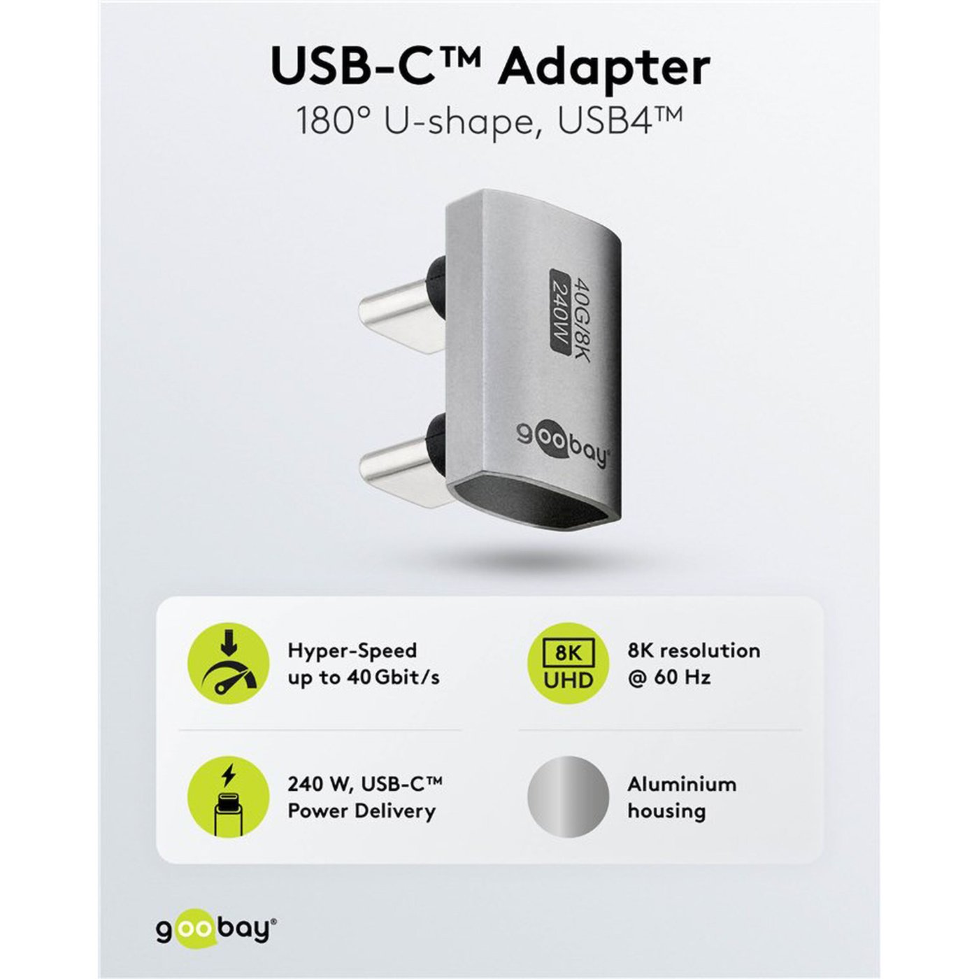 USB-C-adapter 180° U-form med USB4