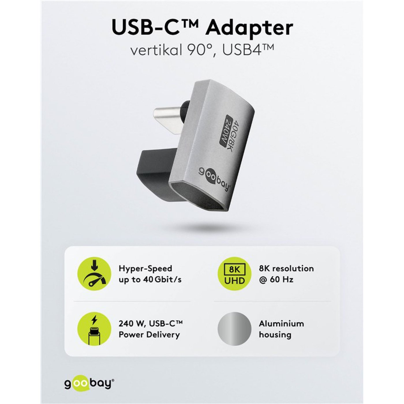 USB-C-adapter 90° med USB4-støtte
