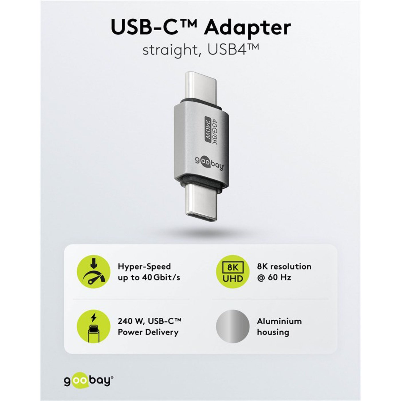 USB-C-adapter rak, USB4, 40 Gbit/s, 240 W