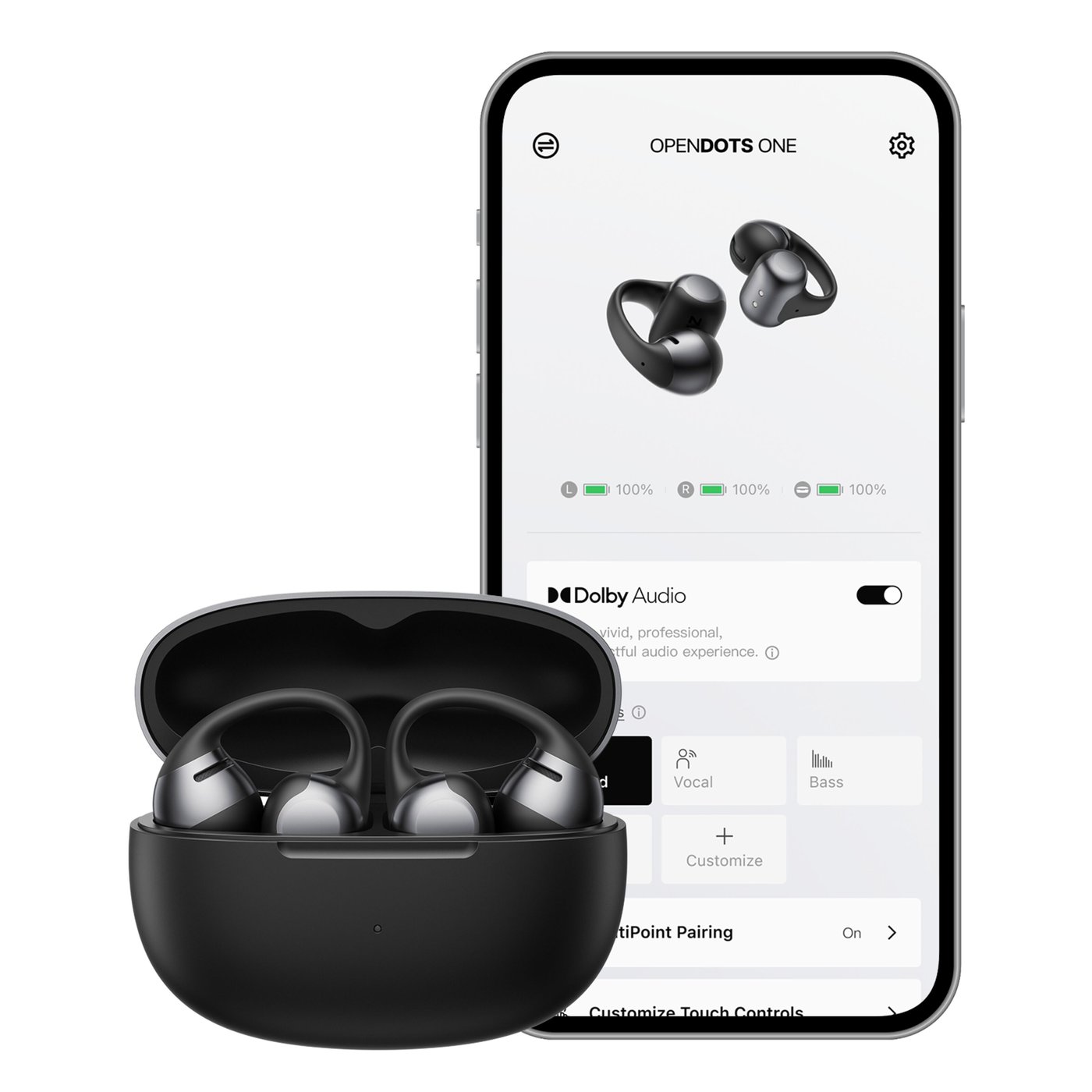 Shokz OpenDots One – trådløse åpne clip-on-hodetelefoner Svart