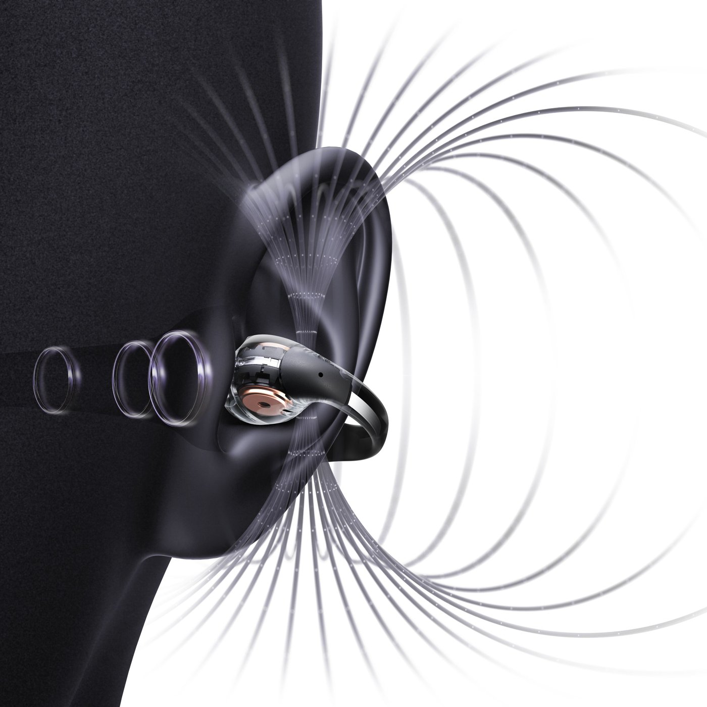 Shokz OpenDots One – trådløse åpne clip-on-hodetelefoner Svart