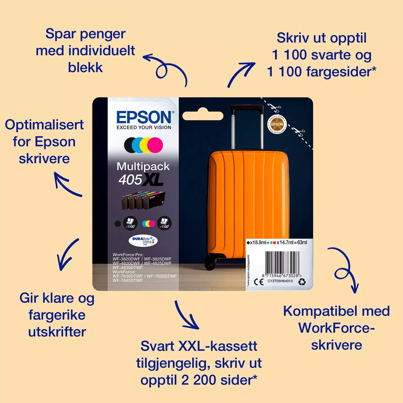 Epson 405 DURABrite Ultra blekkpatroner multipack Standard