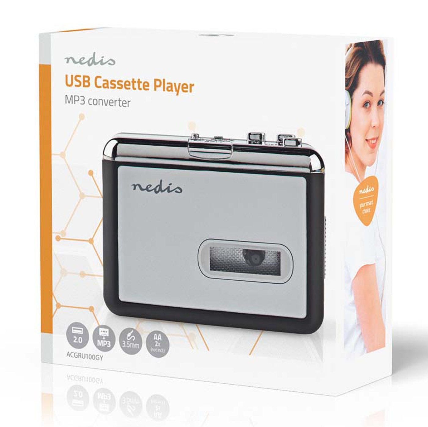 Nedis Kassett till MP3-omvandlare, bärbar Grå
