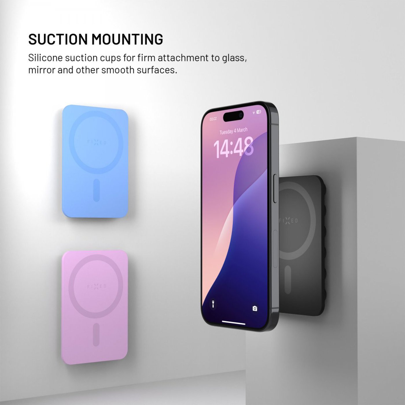 Fixed MagMate MagSafe sugkoppshållare med magnetfäste Rosa