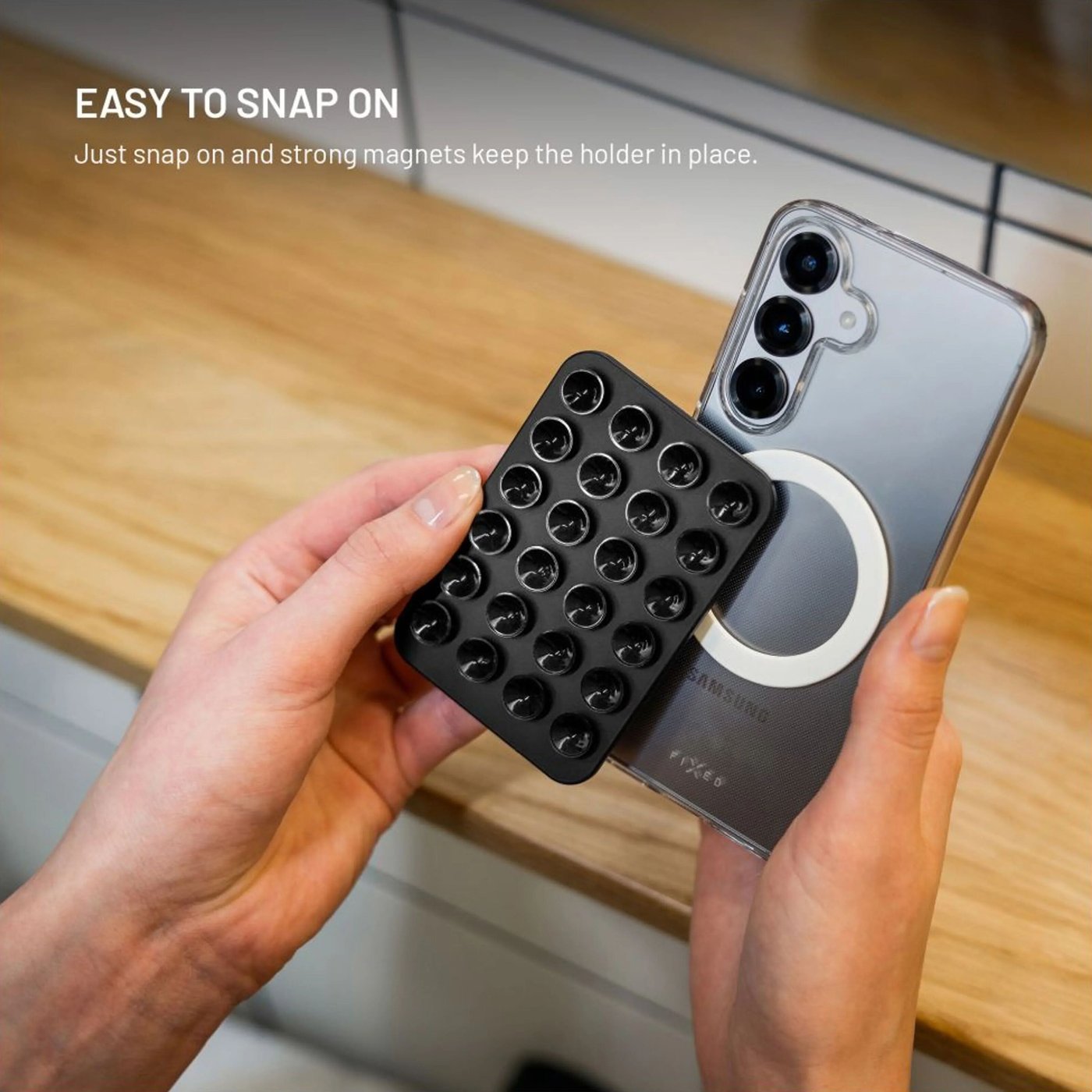 Fixed MagMate MagSafe sugkoppshållare med magnetfäste Rosa