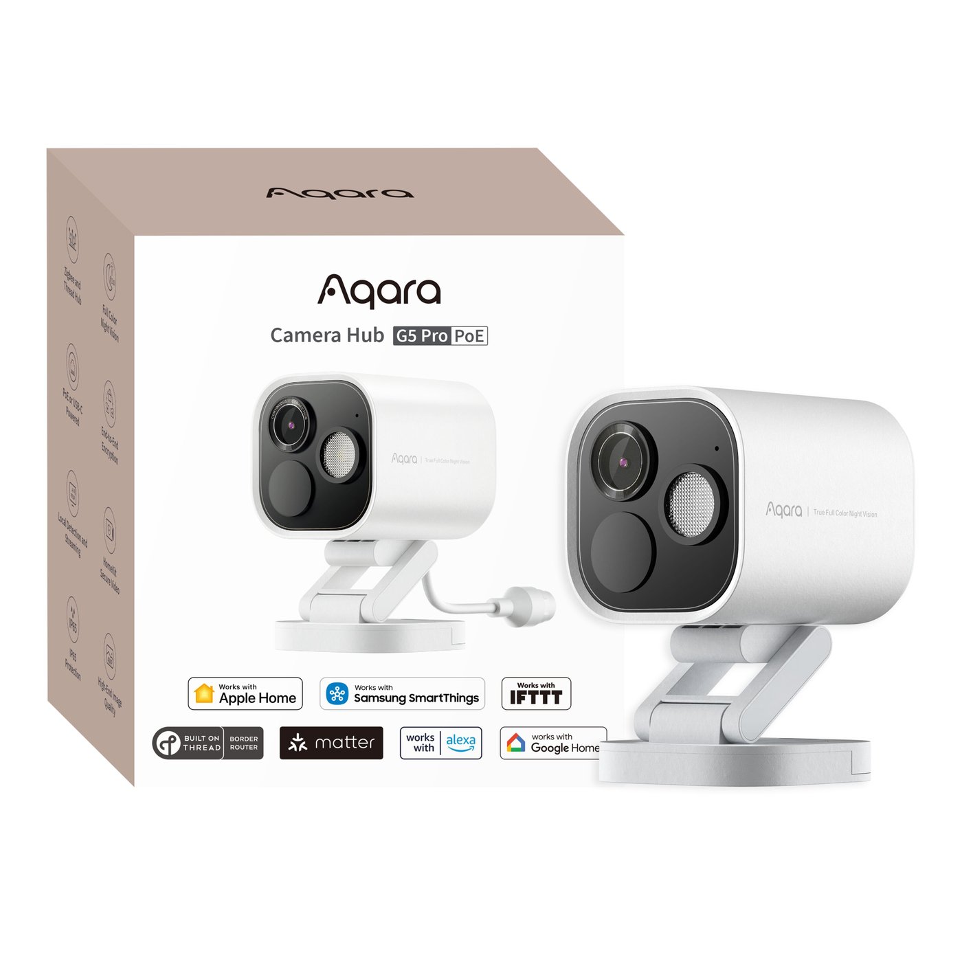 Aqara Aqara Camera Hub G5 Pro (PoE) – Overvåkingskamera med innebygd smarthub Vit