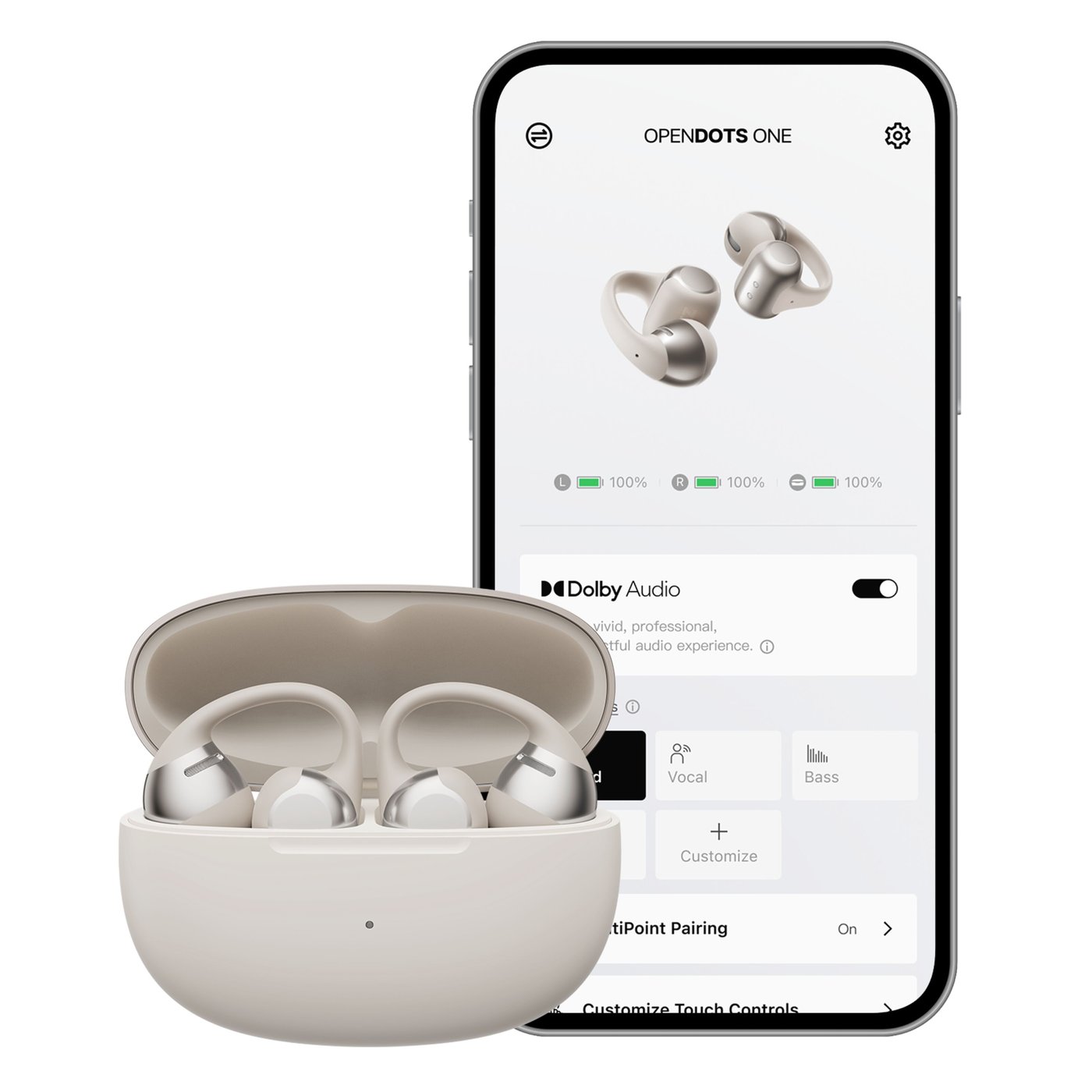 Shokz OpenDots One – trådløse åpne clip-on-hodetelefoner Grå