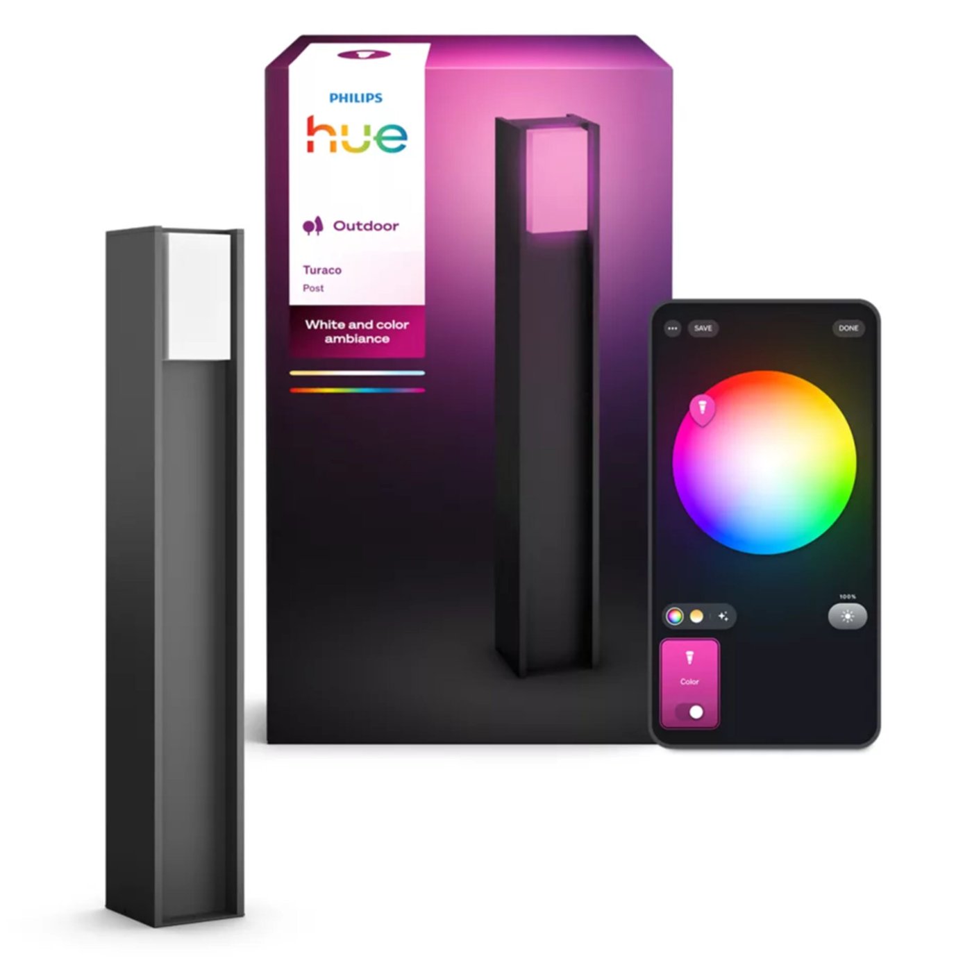 Philips Hue Turaco stolpelampe White and Color Ambiance Antrasitt