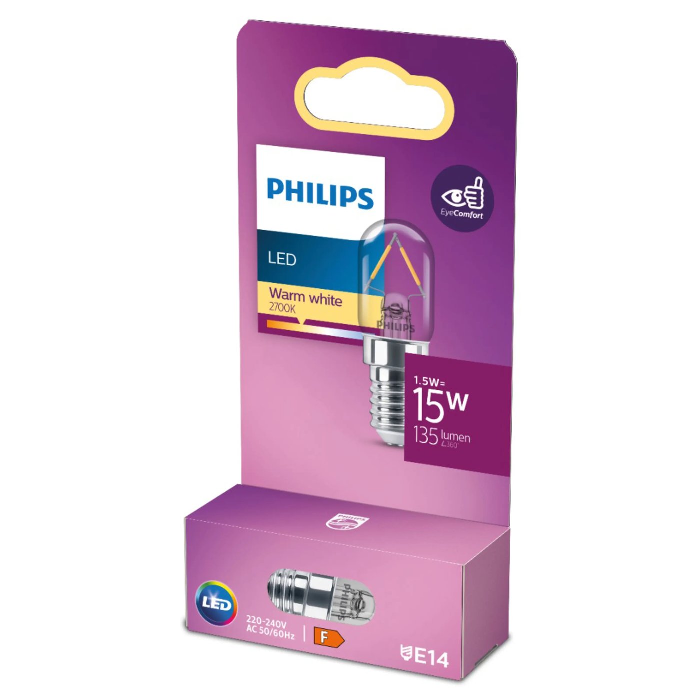 Philips LED-filamentlampa T20 E14 klar 135 lm Klar