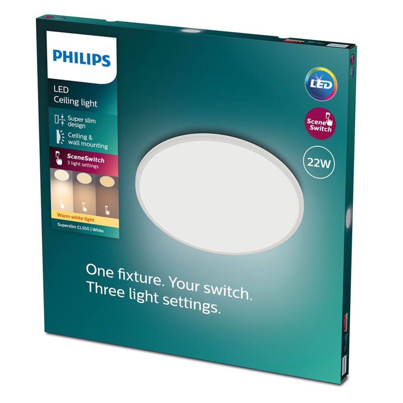 Philips Taklampa CL550 22 W med SceneSwitch Vit