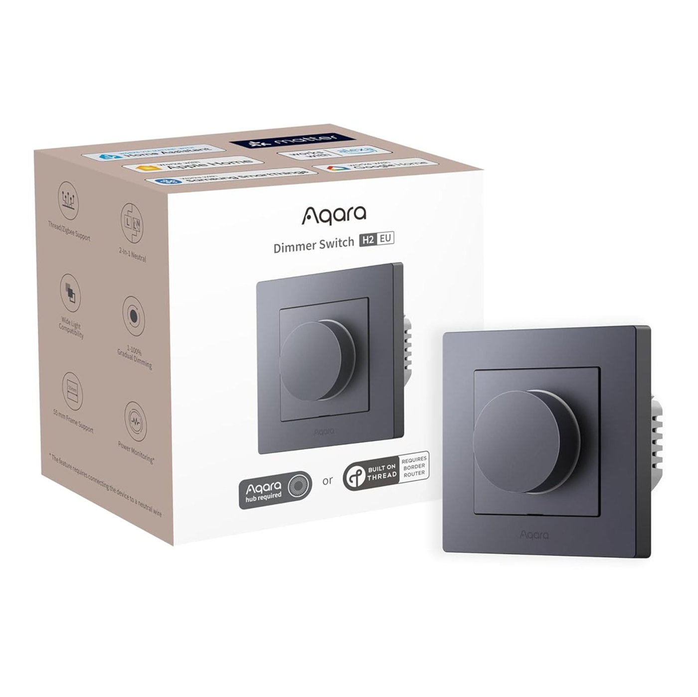 Aqara Dimmer Switch H2 EU – smart dimmer med dreieknapp Grå