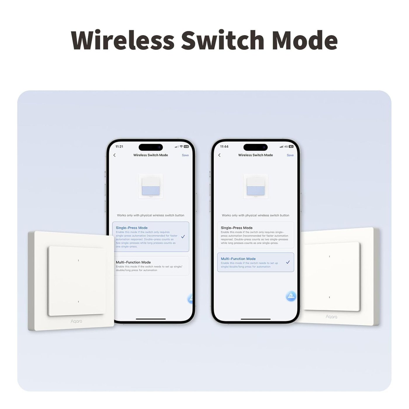 Aqara Light Switch H2 EU – smart strömbrytare med 1 kanal Vit