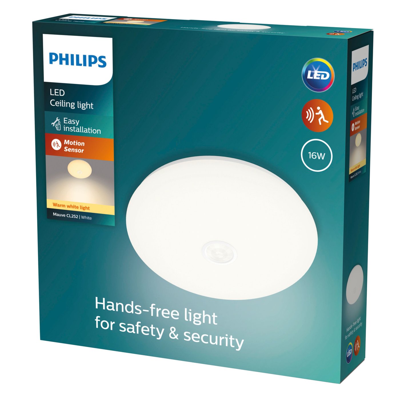 Philips Mauve LED-taklampa med rörelsesensor 16 W Vit