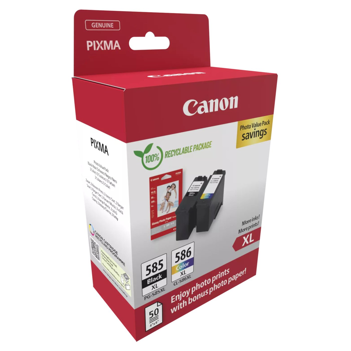 Canon PG-585XL/CL-586XL bläckpatroner med fotopapper