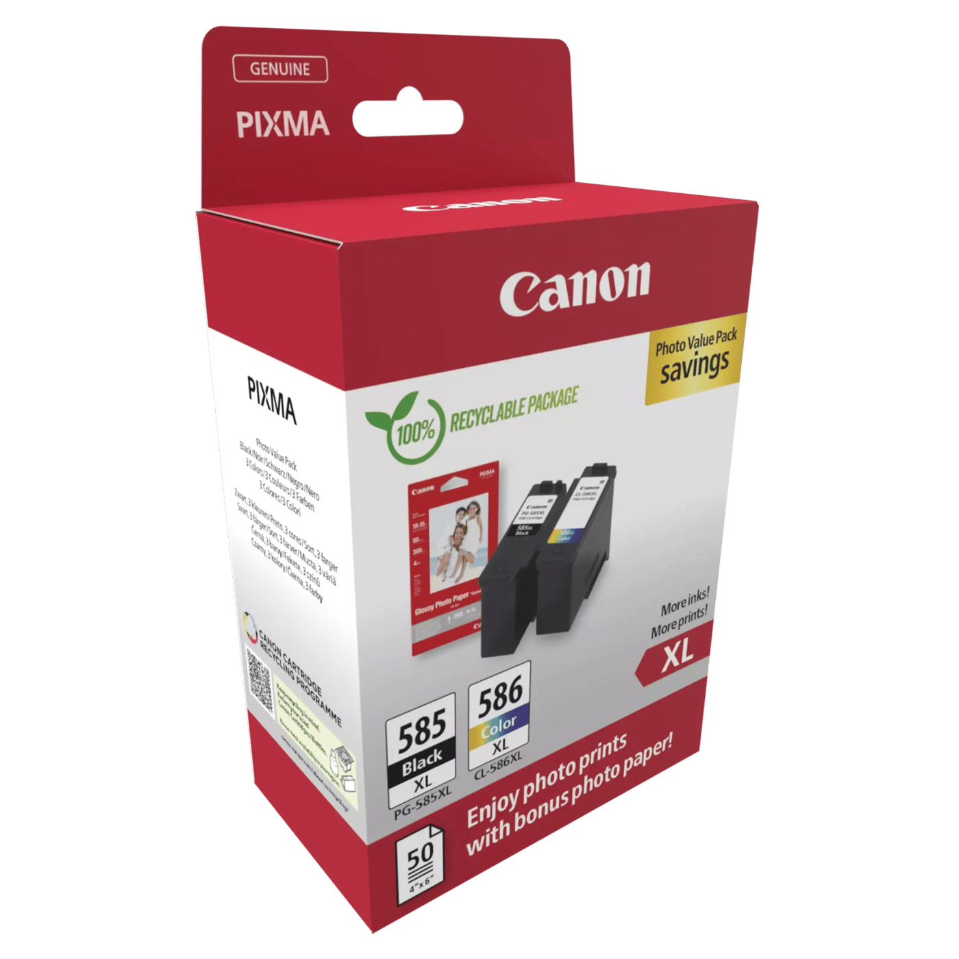 Canon PG-585XL/CL-586XL bläckpatroner med fotopapper