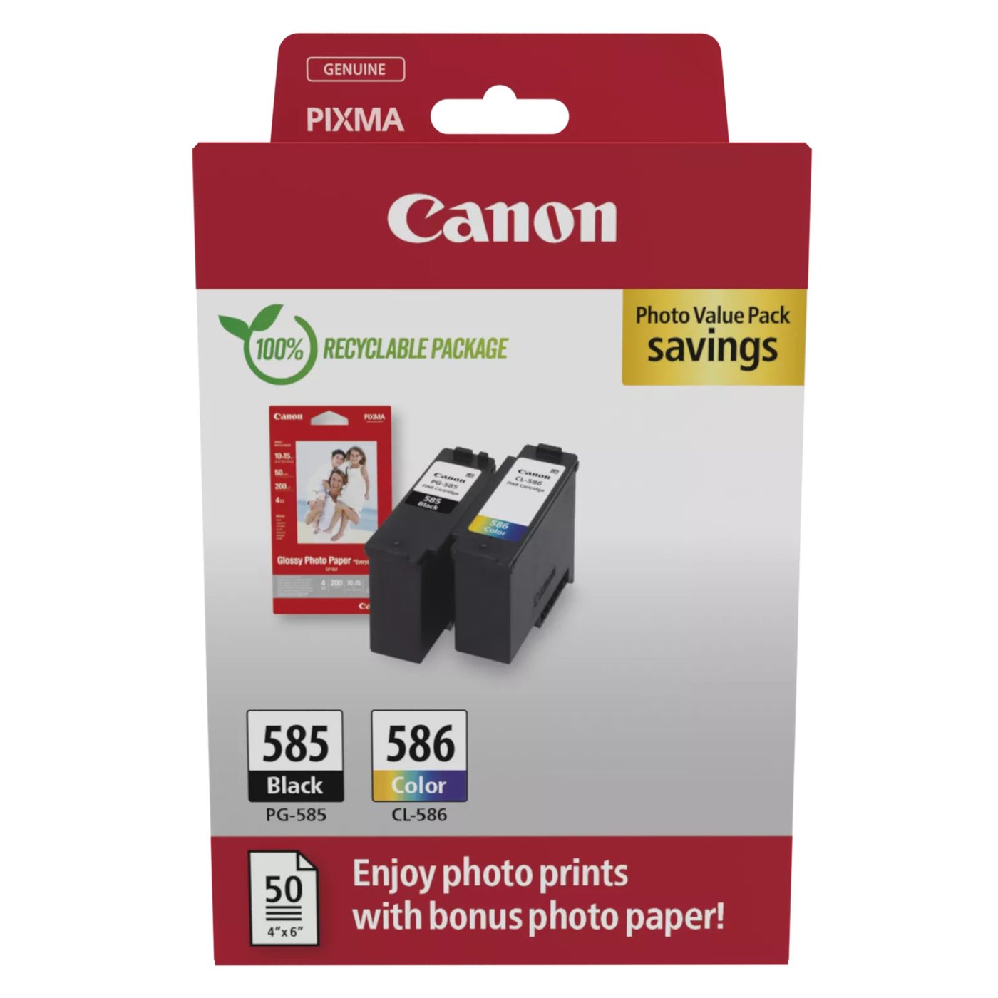 Canon PG-585/CL-586 värdepaket med bläckpatroner och fotopapper