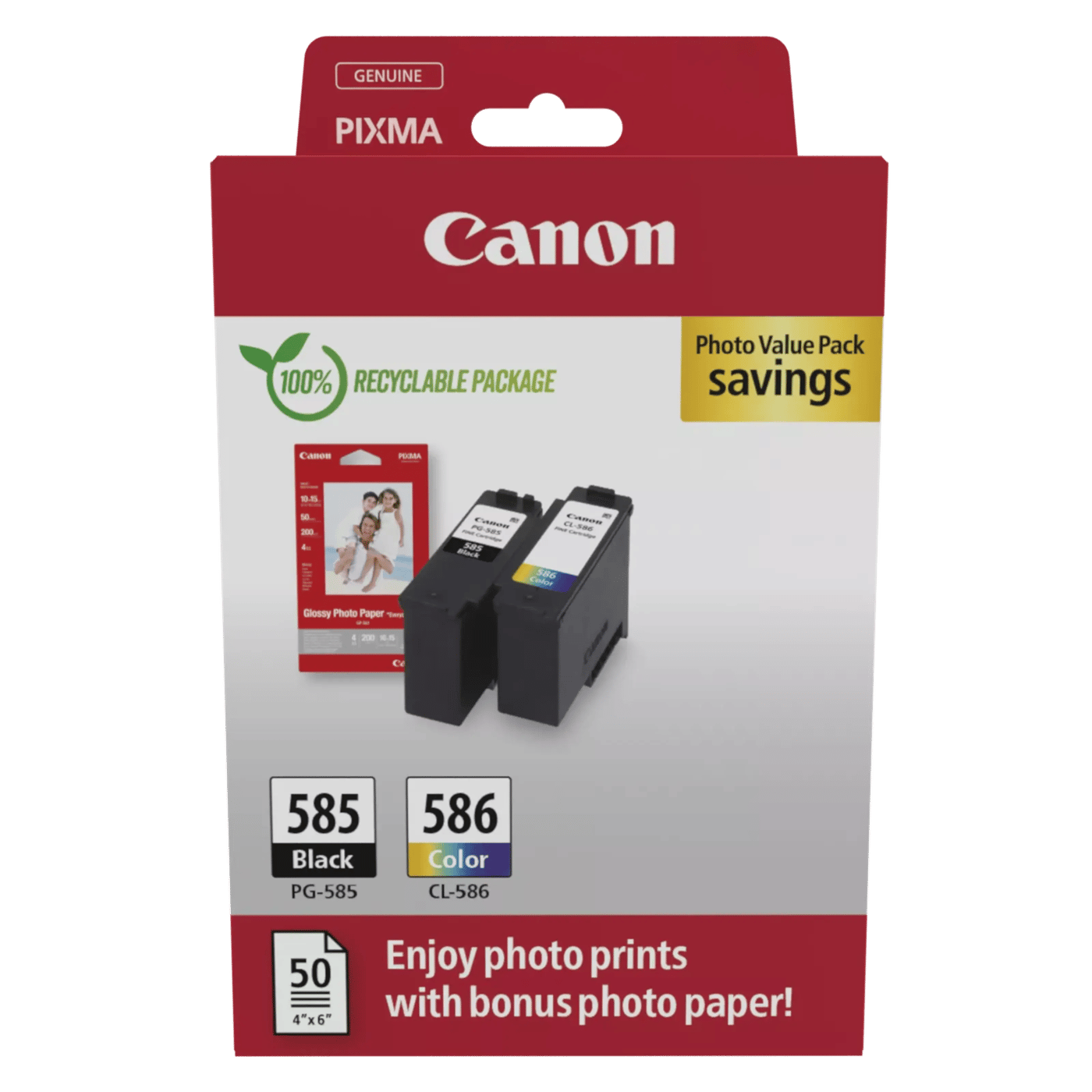 Canon PG-585/CL-586 värdepaket med bläckpatroner och fotopapper