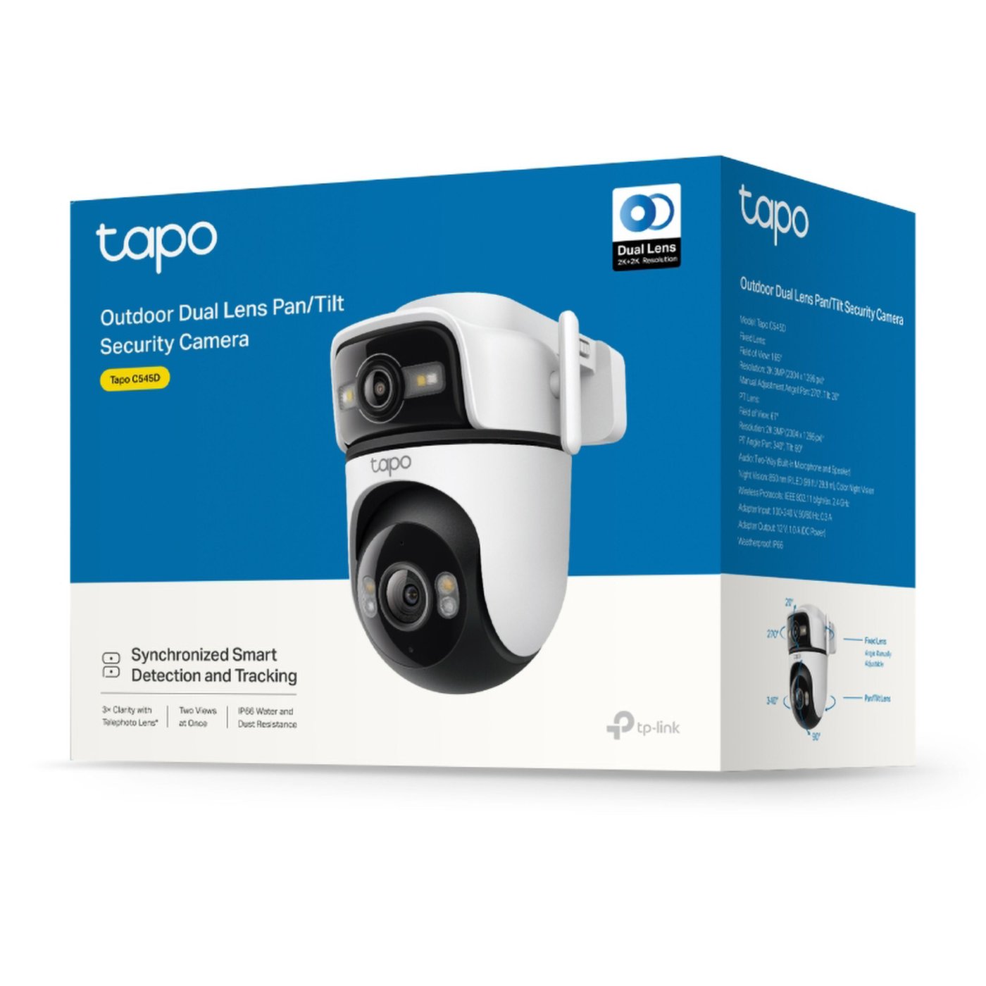 TP-link Tapo C545D övervakningskamera med dubbla linser 2K, IP66, wifi