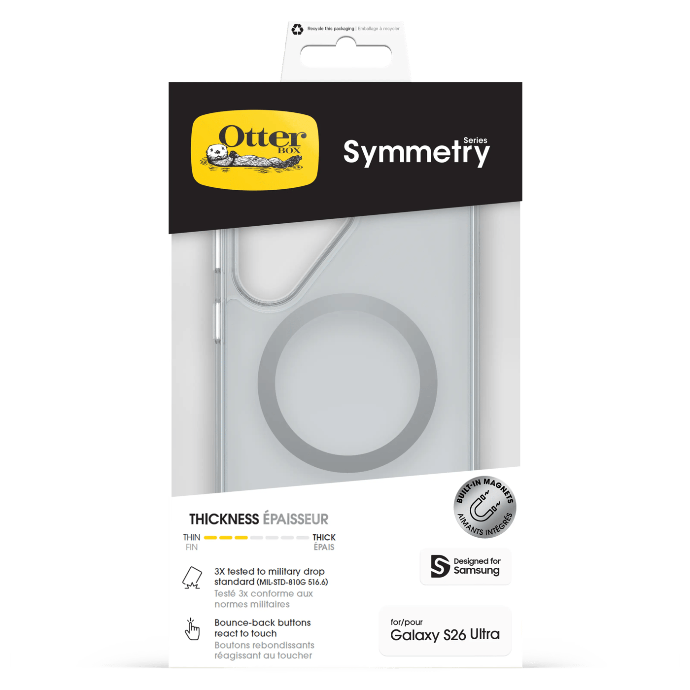 Otterbox Symmetry Clear Magnets-deksel til Galaxy S26 Ultra Transparent