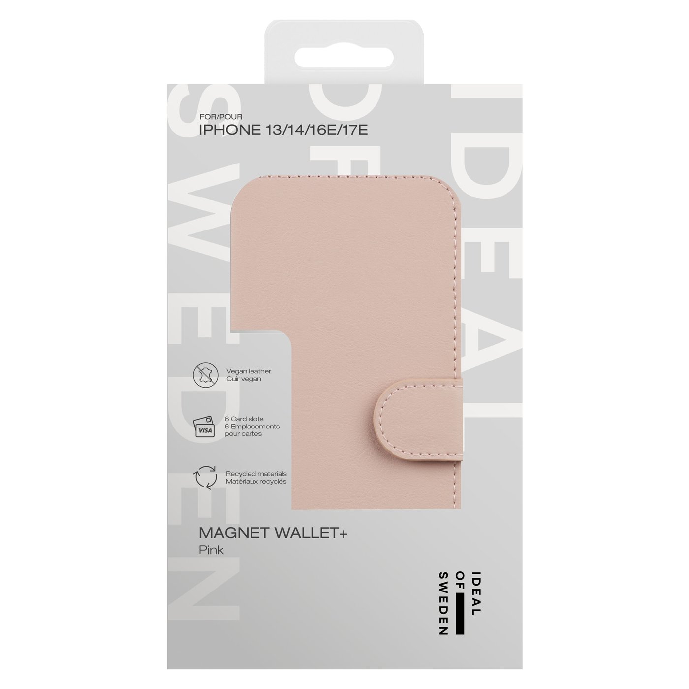 IDEAL OF SWEDEN Magnet Wallet+ - lommebokdeksel til iPhone 13, 14 og 16e Pink
