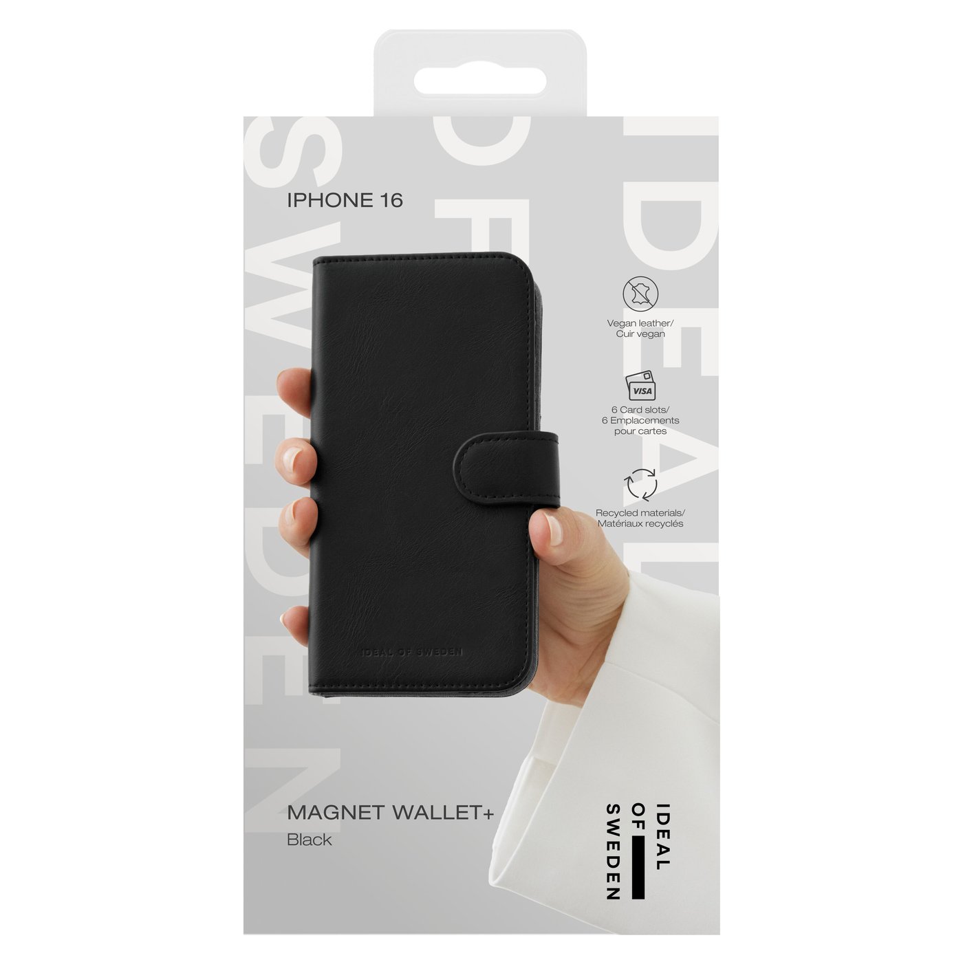 IDEAL OF SWEDEN Magnet Wallet+ - lommebokdeksel til iPhone 16 Svart