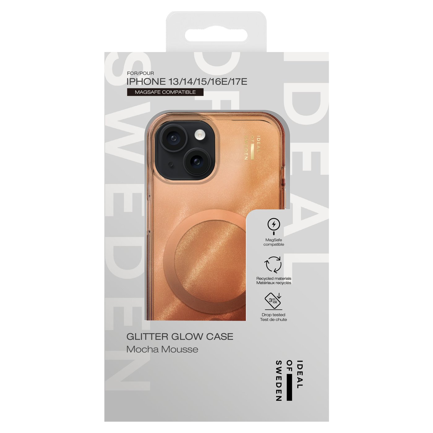 IDEAL OF SWEDEN Clear MagSafe Case – mobildeksel til iPhone 13, 14, 15 og 16e Mocha Mousse