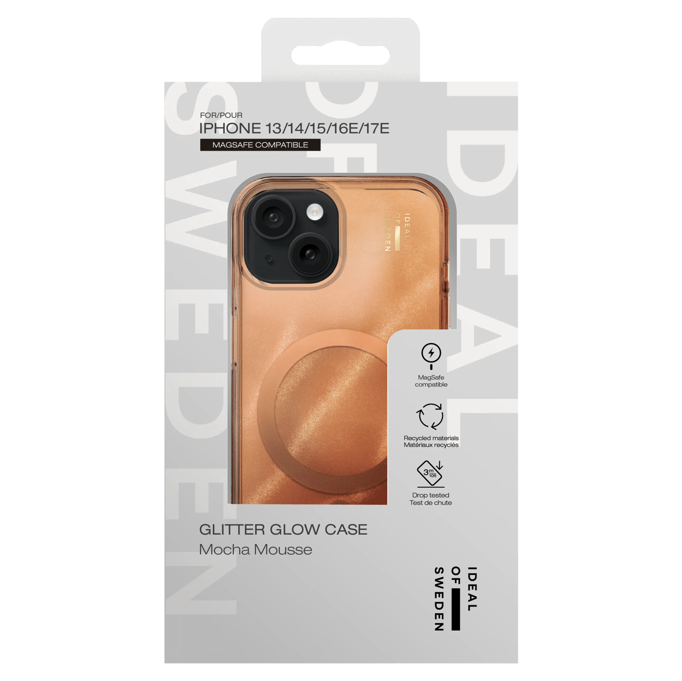 IDEAL OF SWEDEN Clear MagSafe Case för iPhone 13, 14, 15, 16e och 17e Mocha Mousse