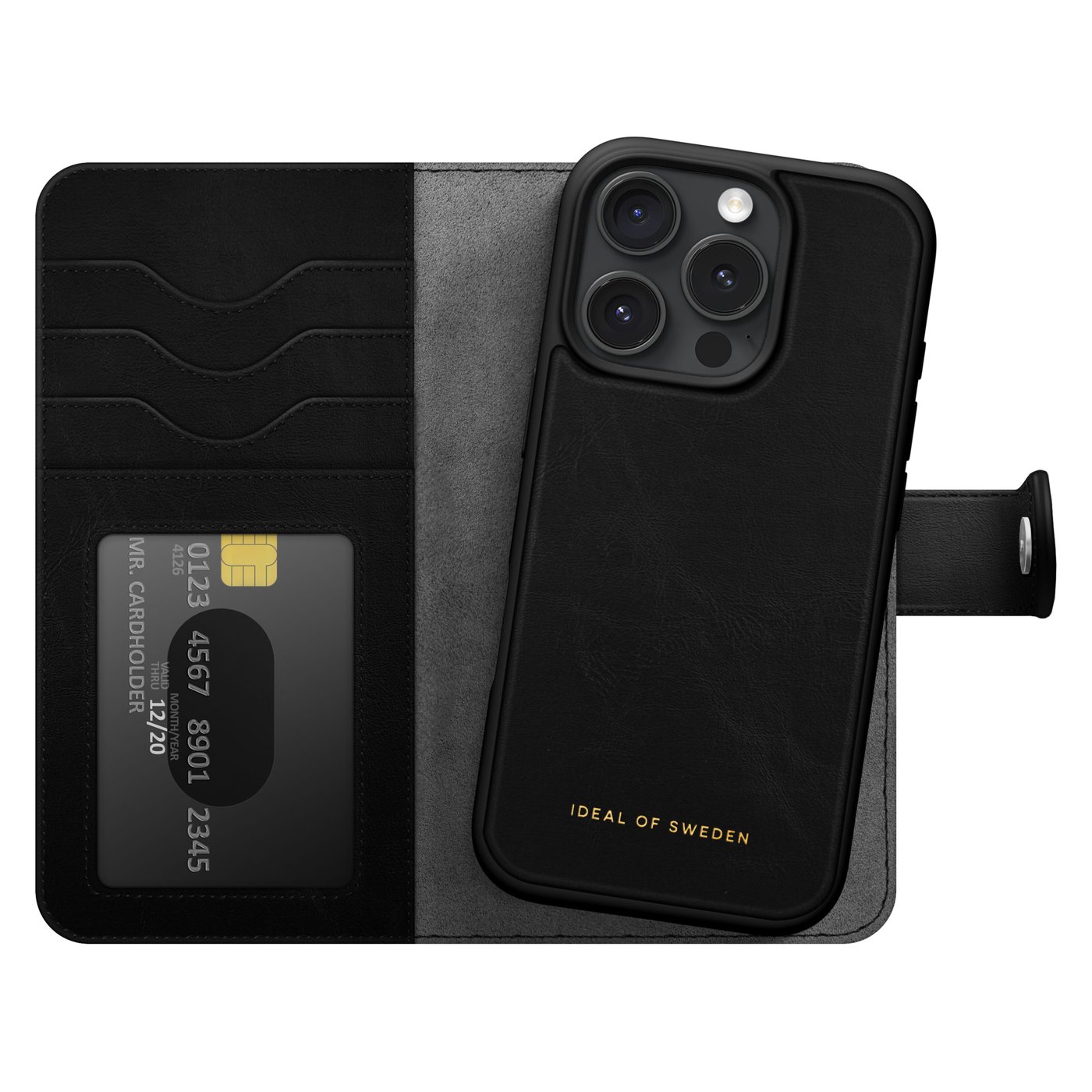 IDEAL OF SWEDEN Magnet Wallet+ - lommebokdeksel til iPhone 16 Pro Black
