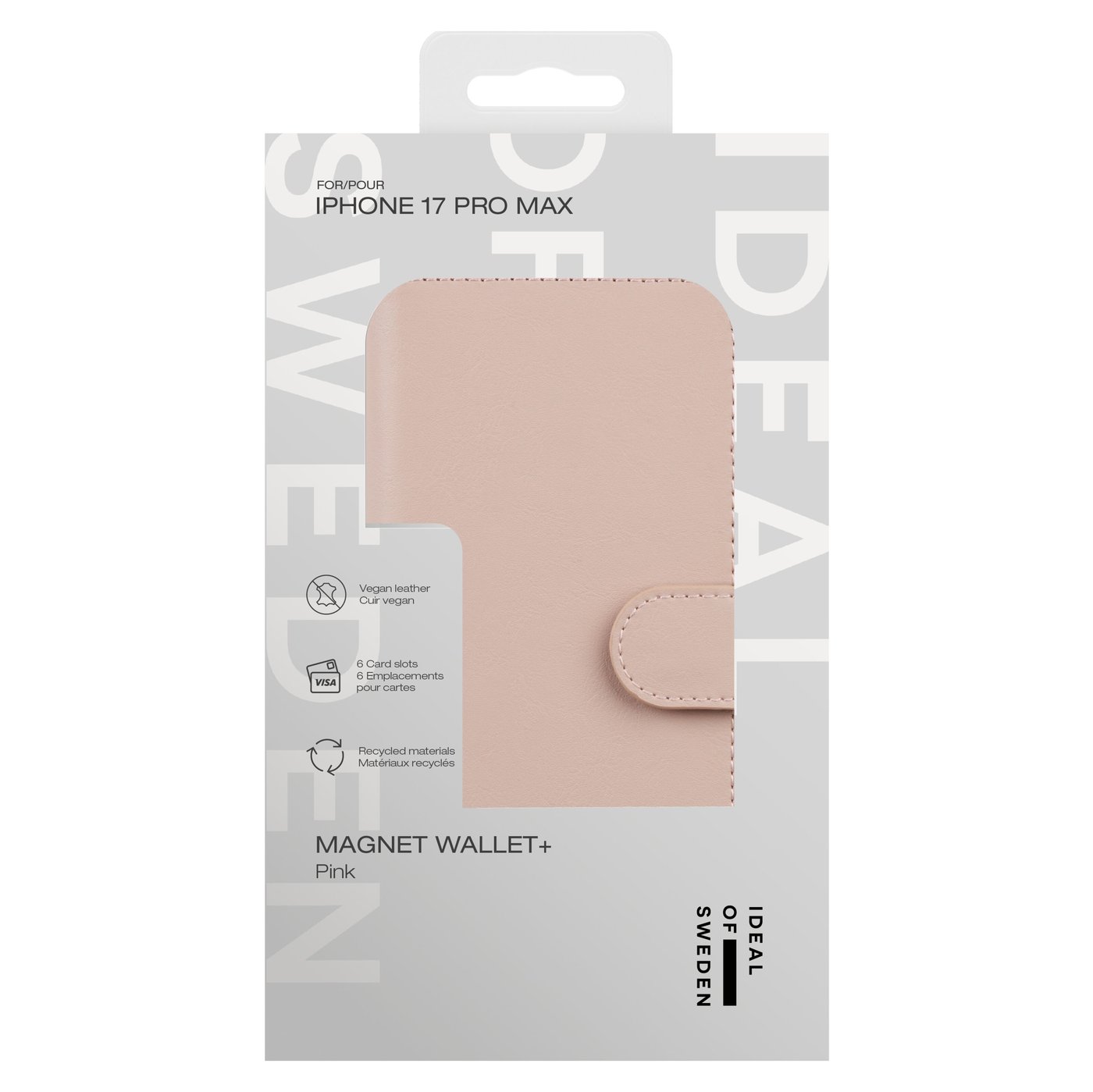 IDEAL OF SWEDEN Magnet Wallet+ - lommebokdeksel til iPhone 17 Pro Max Pink