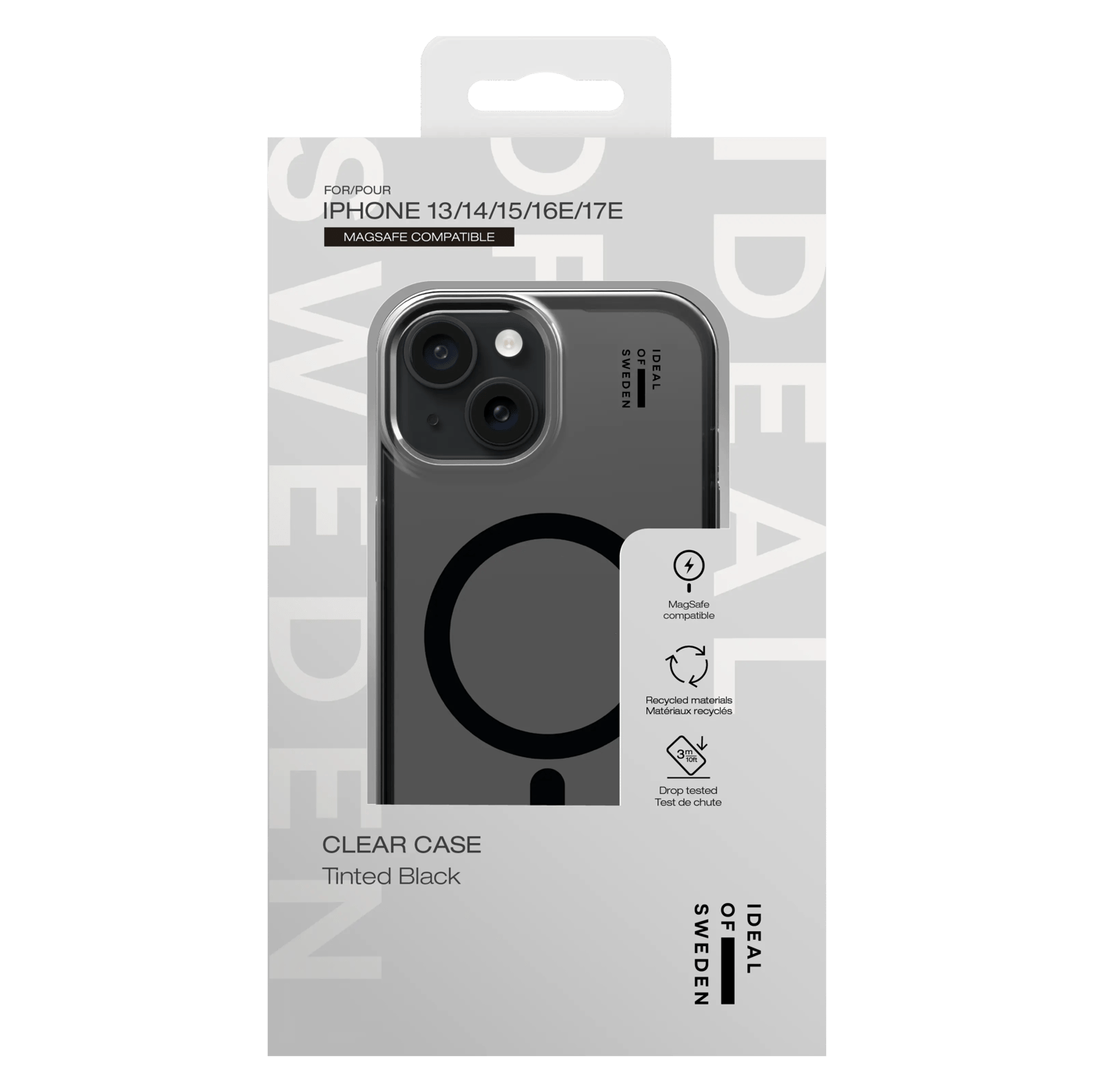 IDEAL OF SWEDEN Clear MagSafe Case for iPhone 13, 14, 15, 16e og 17e Tinted Black