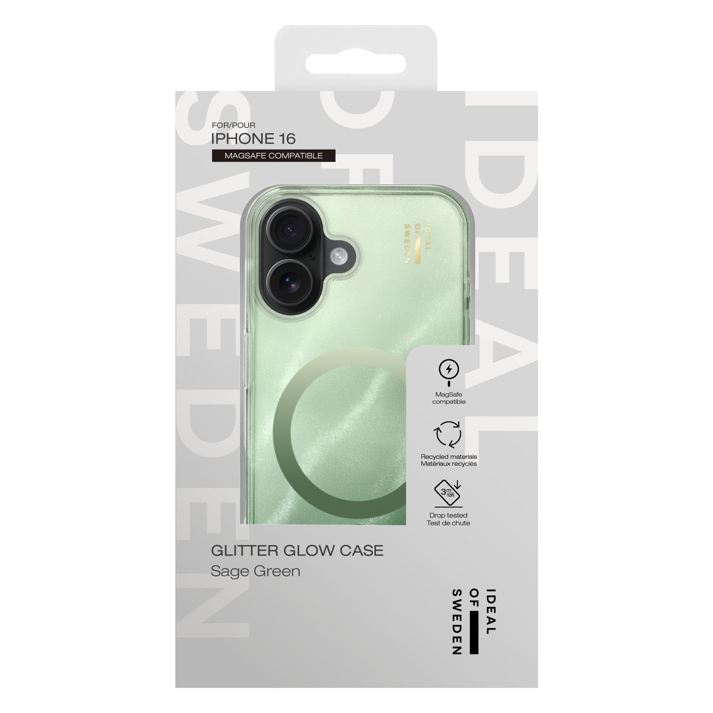 IDEAL OF SWEDEN Clear MagSafe Case – mobildeksel til iPhone 16 Sage Green