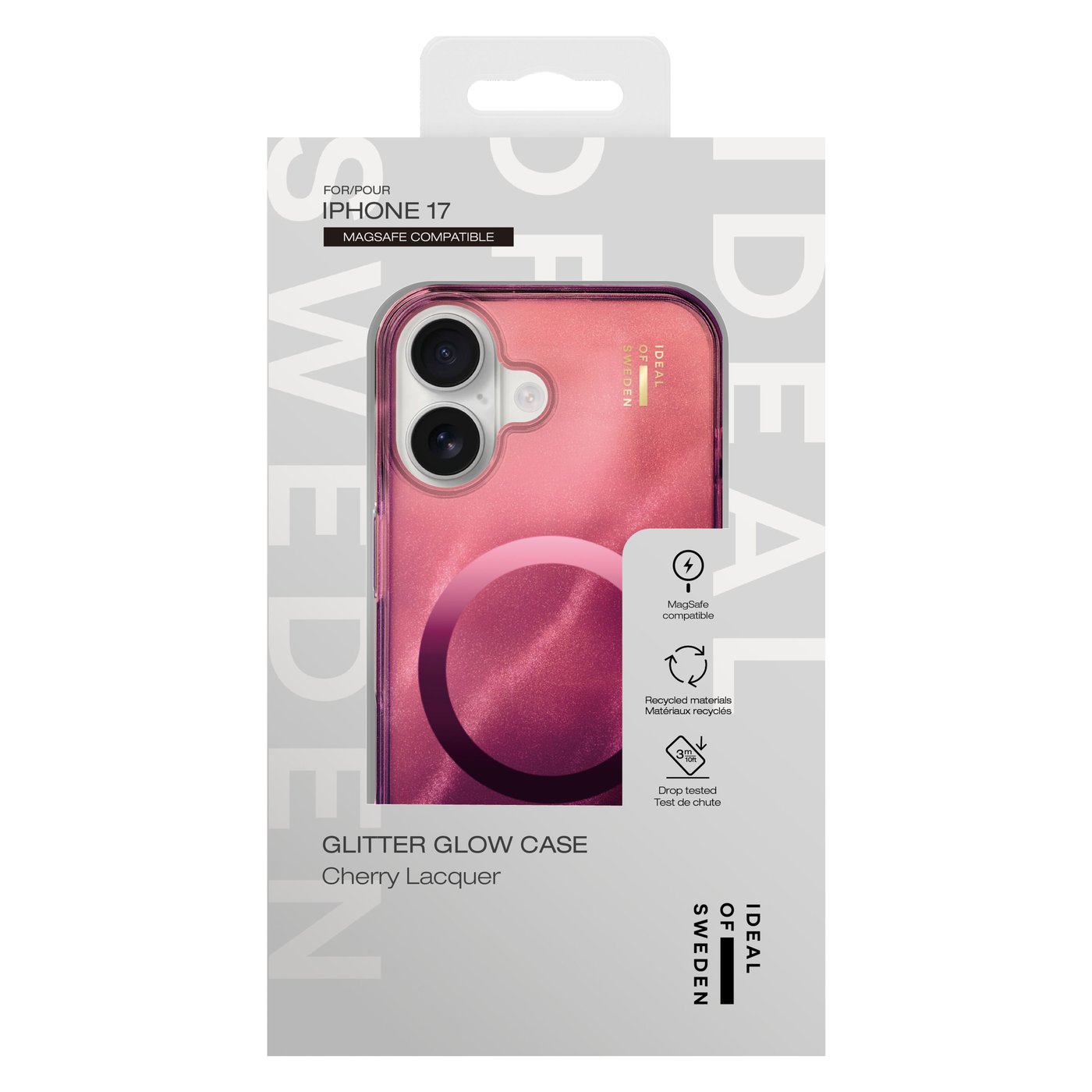 IDEAL OF SWEDEN Clear MagSafe Case – mobildeksel til iPhone 17 Cherry Lacquer