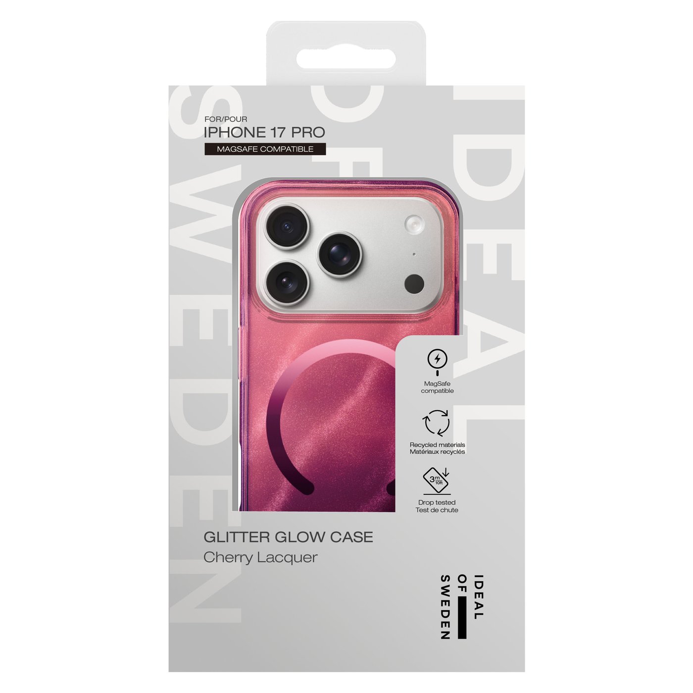 IDEAL OF SWEDEN Clear MagSafe Case – mobildeksel til iPhone 17 Pro Cherry Lacquer