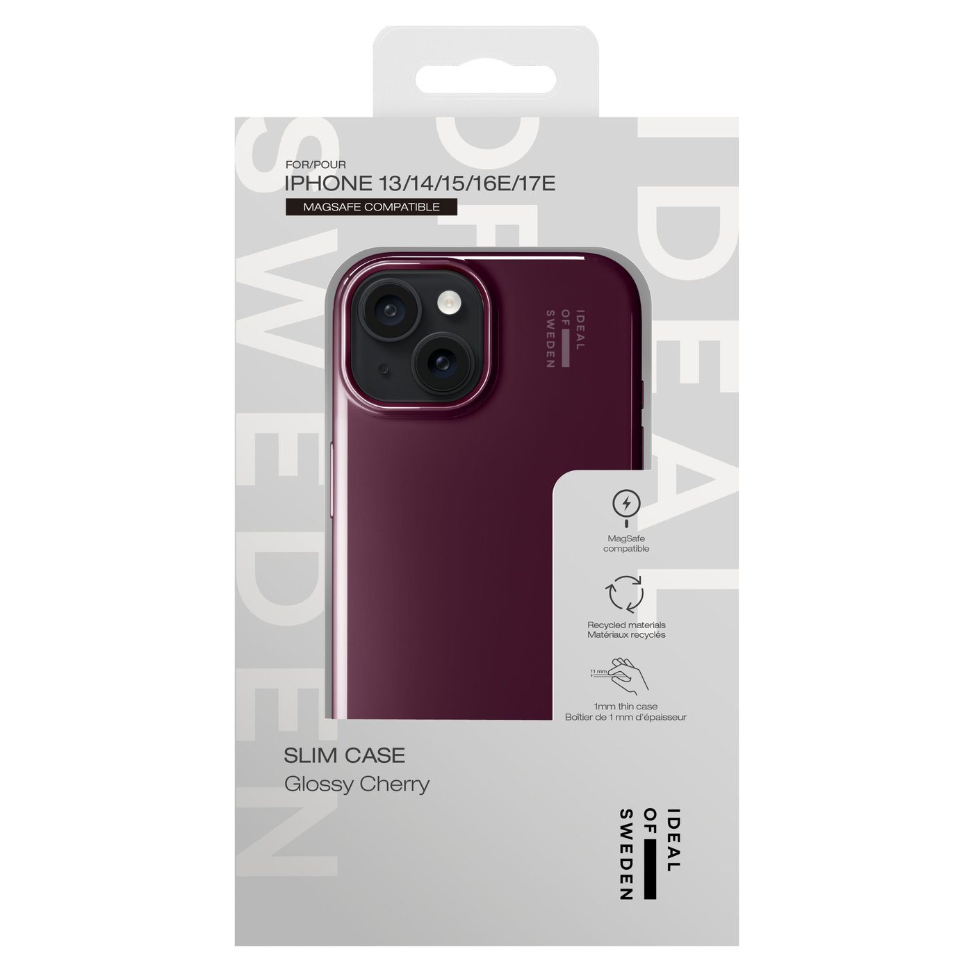 IDEAL OF SWEDEN Slim MagSafe Case – mobildeksel til iPhone 13, 14, 15 og 16e Glossy Cherry