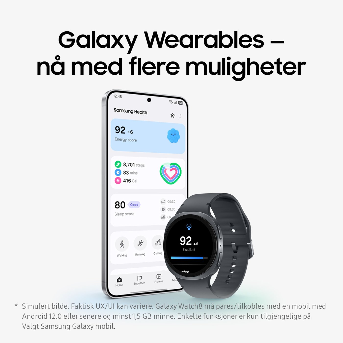 Samsung Galaxy Watch8 smartklokke med Bluetooth 40 mm, Silver