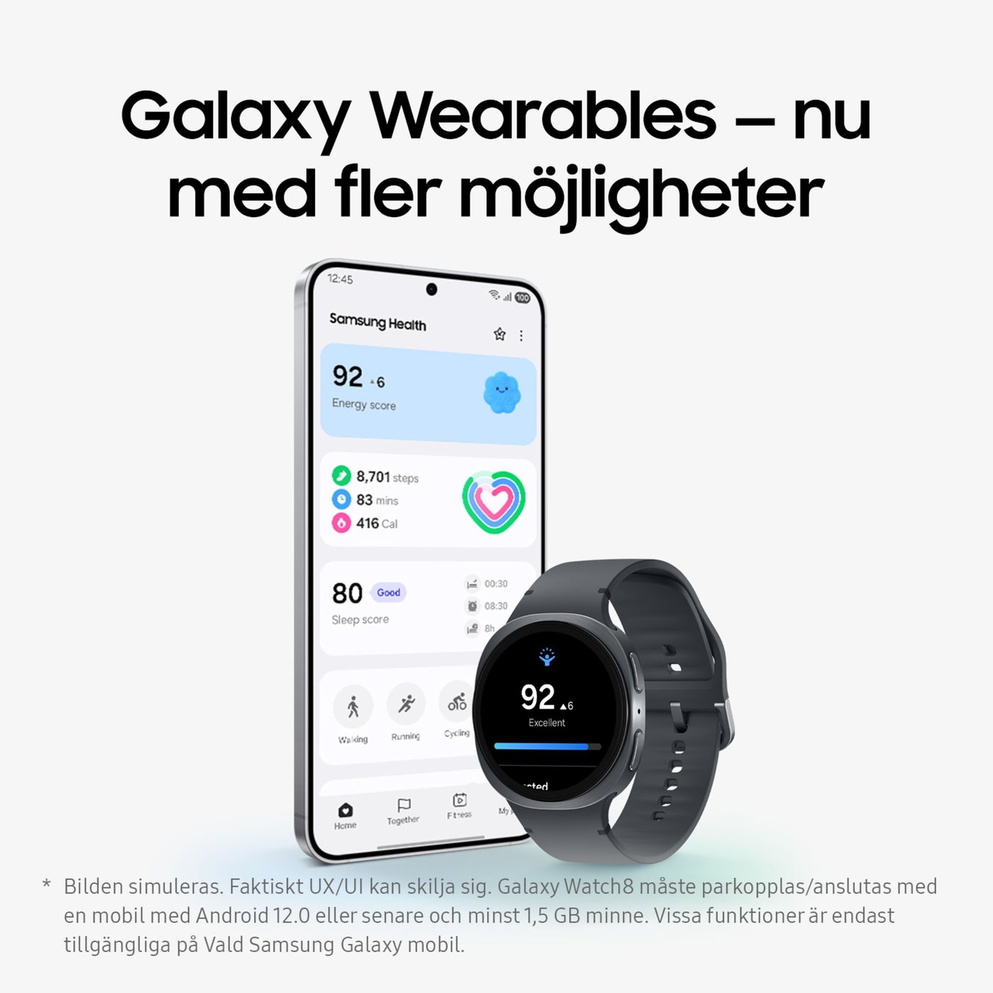 Samsung Galaxy Watch8 smartklocka med Bluetooth 40 mm, Silver