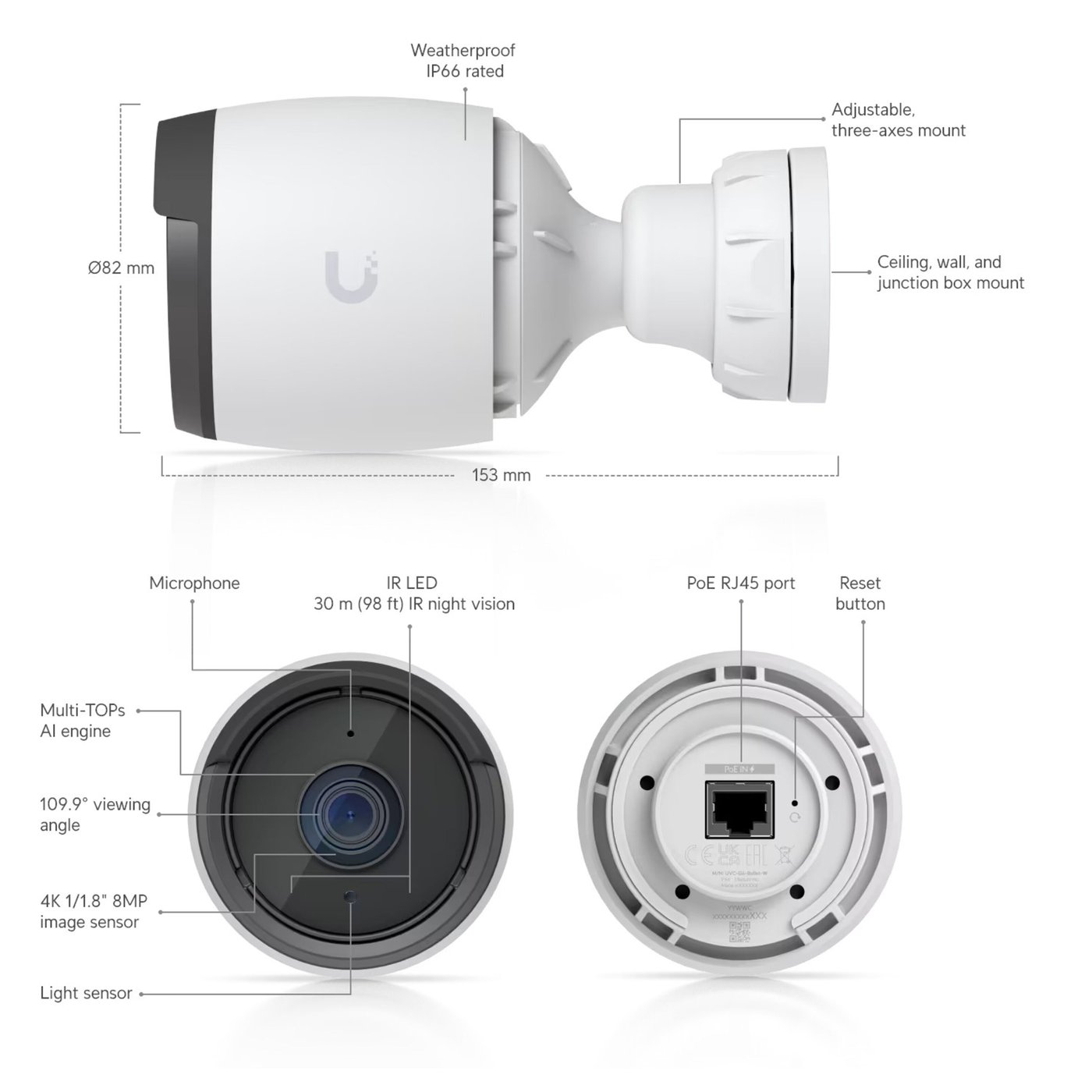 Ubiquiti G6 Bullet – 4K PoE-overvåkingskamera