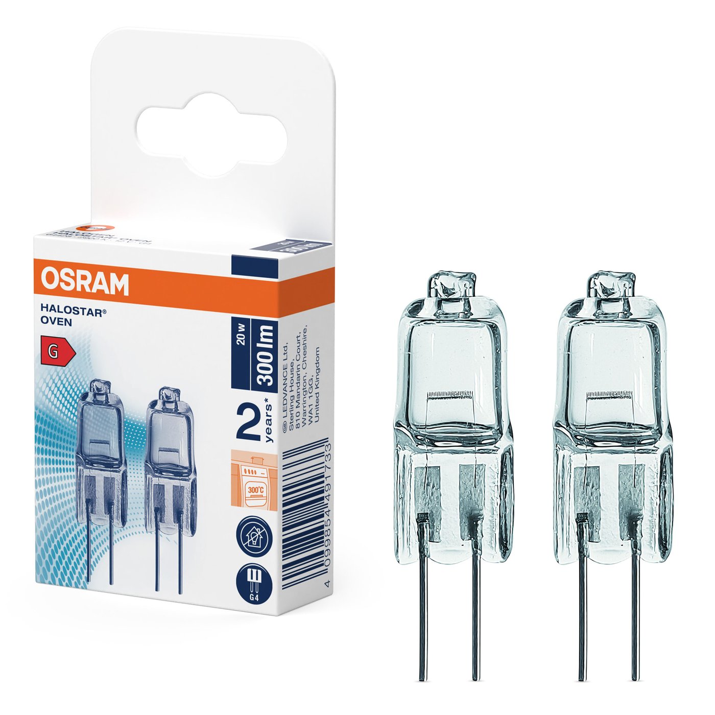 Osram Halostar Oven ugnslampa G4 20 W 2-pack