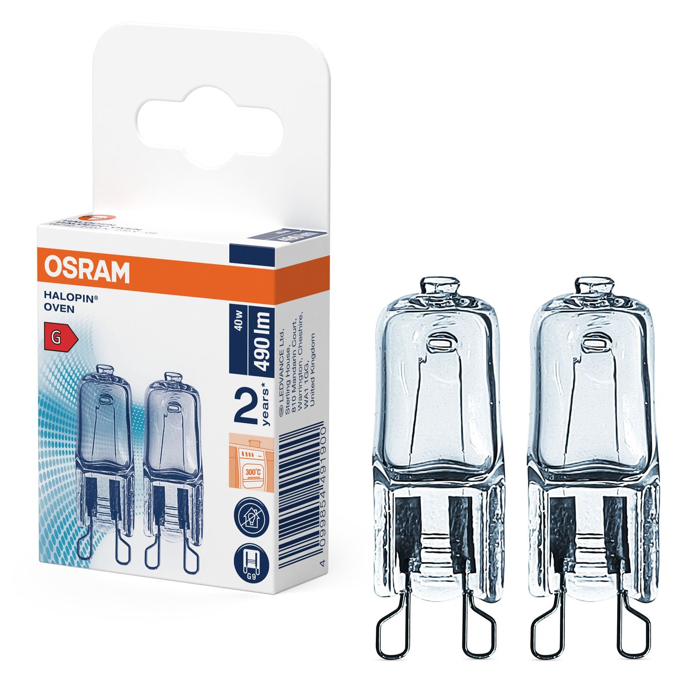 Osram Halopin ovnspære G9 40 W 2-pk.