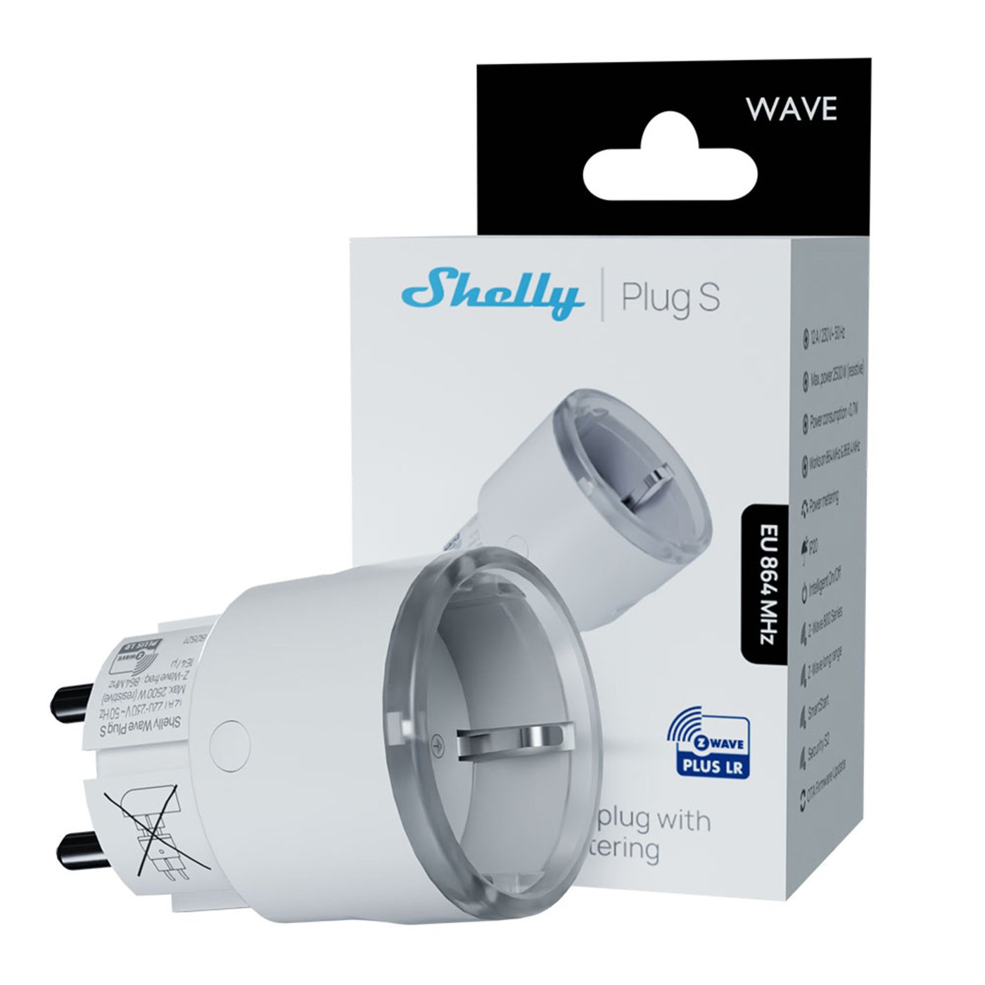 Shelly Wave Plug S LR – smart Z-Wave-plugg med energimätning Svart