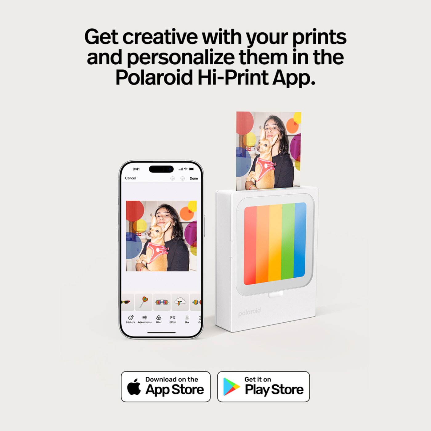 Polaroid Hi-Print 3×3 Photo Printer – portabel fotoskrivare med 60 ark + 60 sheets