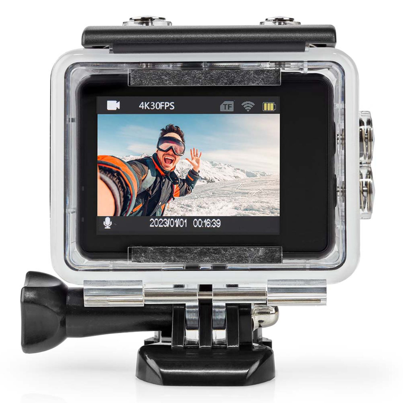 Nedis 4K-actionkamera med två skärmar