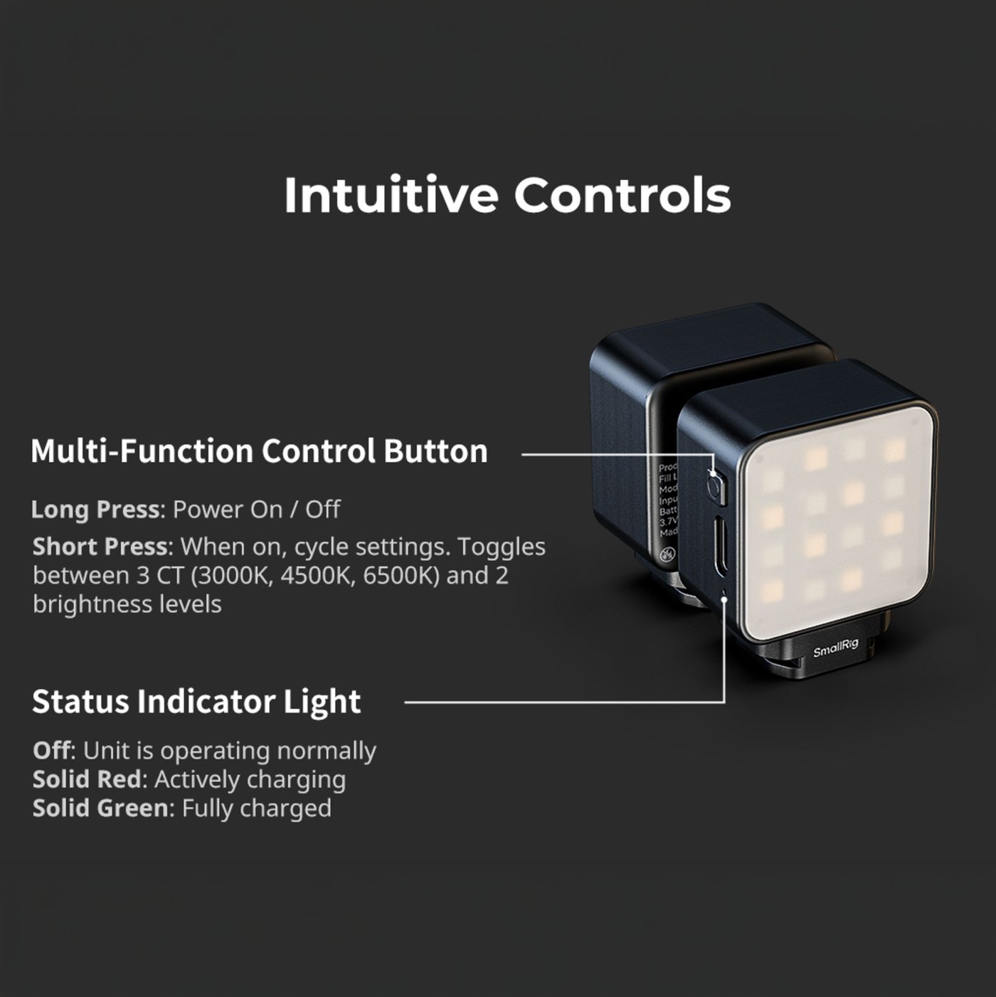 SmallRig Videolampe for actionkameraer