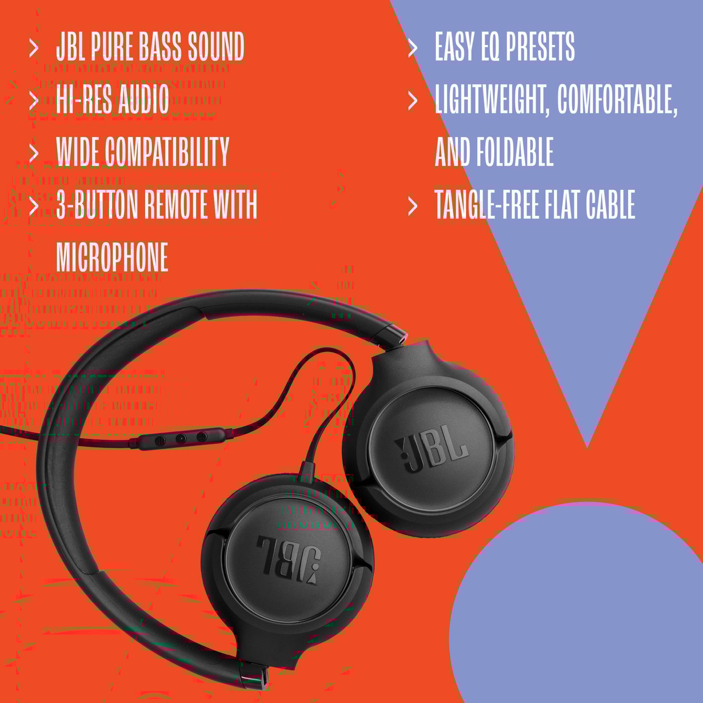 JBL Tune 530C USB-C on-ear-hodetelefoner Svart