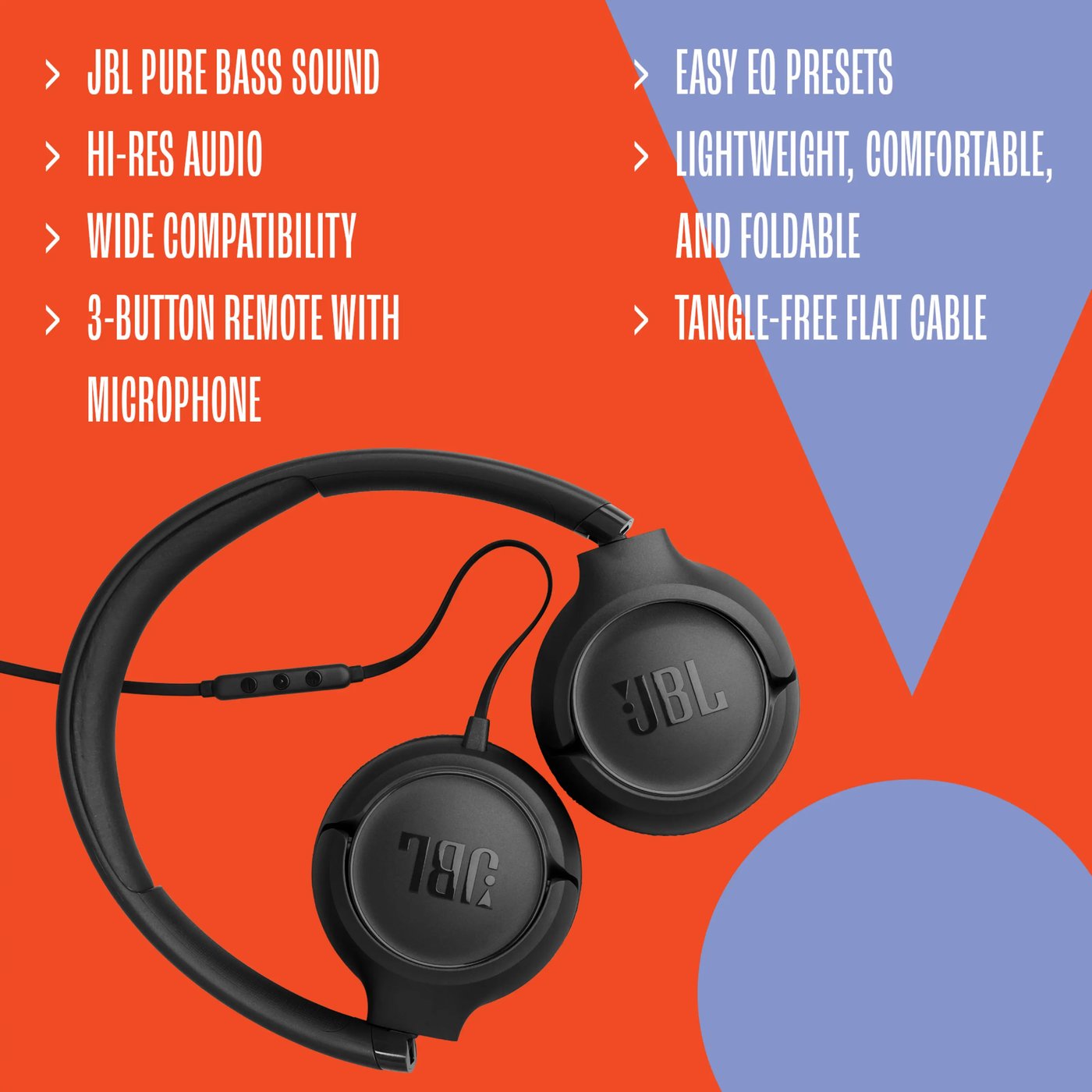 JBL Tune 530C USB-C on-ear-hodetelefoner Svart