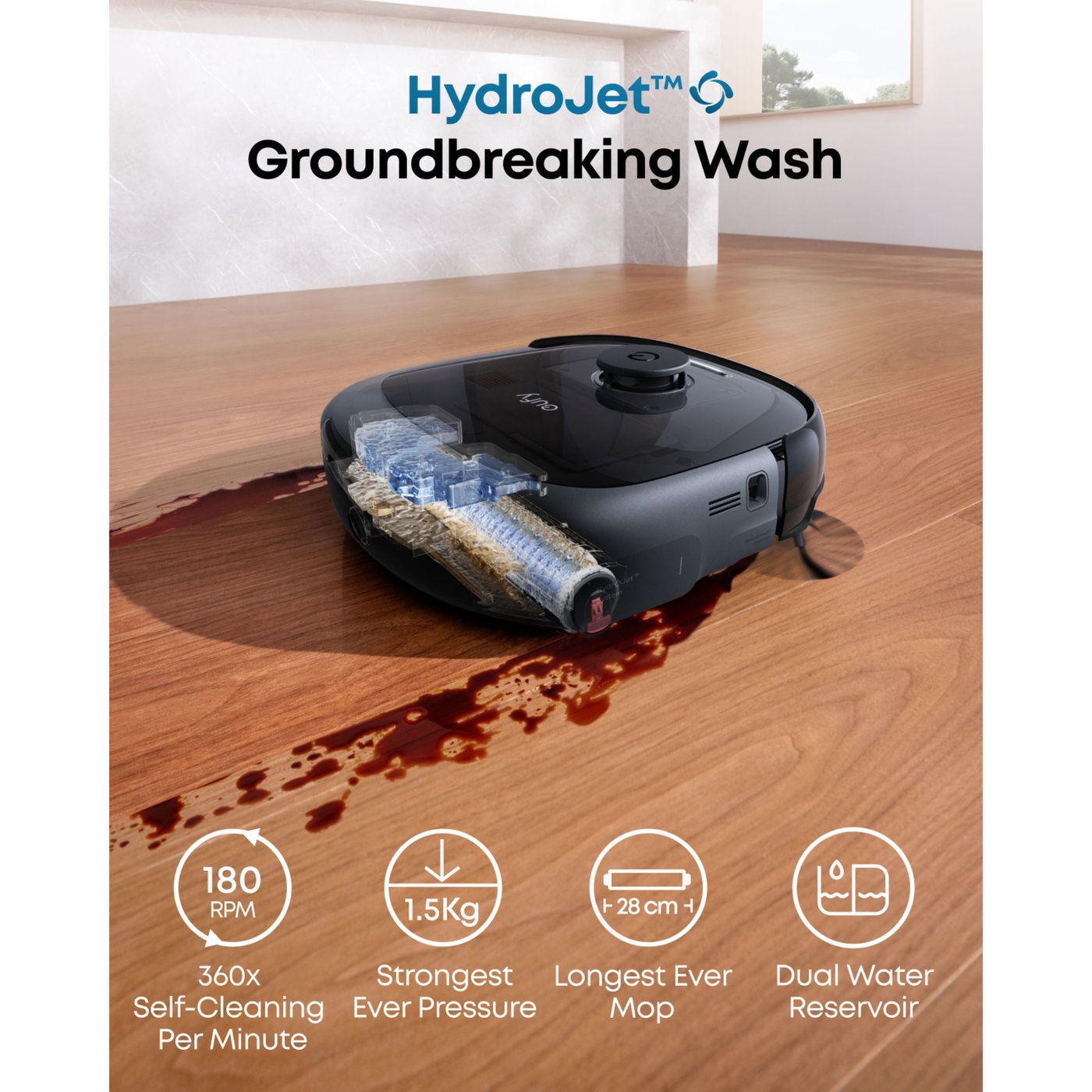 Eufy Omni E28 robotstøvsuger med mopp og basestasjon Svart