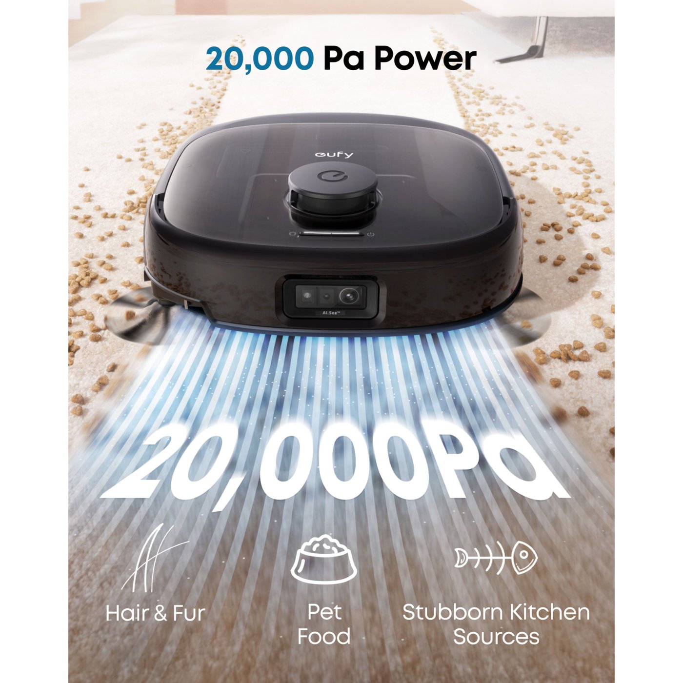 Eufy Omni E28 robotstøvsuger med mopp og basestasjon Svart