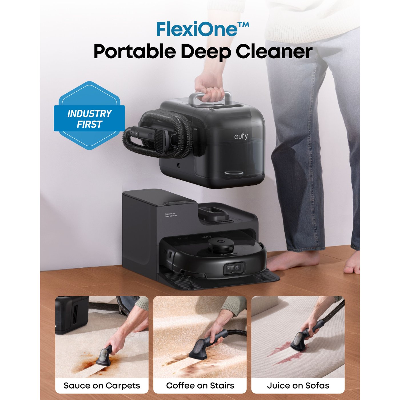 Eufy Omni E28 robotstøvsuger med mopp og basestasjon Svart