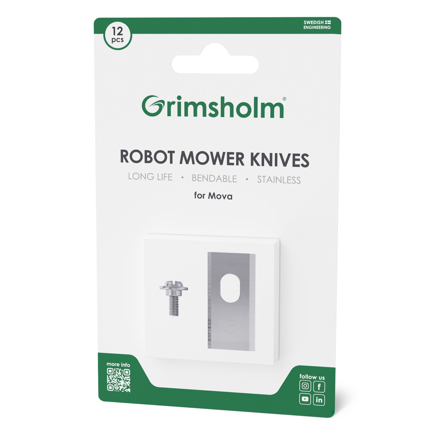 Grimsholm Kniver til MOVA-robotgressklipper 12 stk