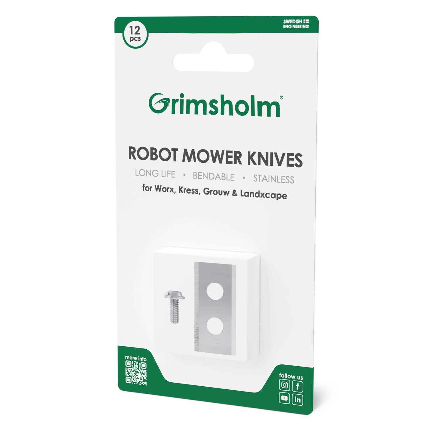 Grimsholm Robotgräsklipparknivar till Worx Landroid 12-pack